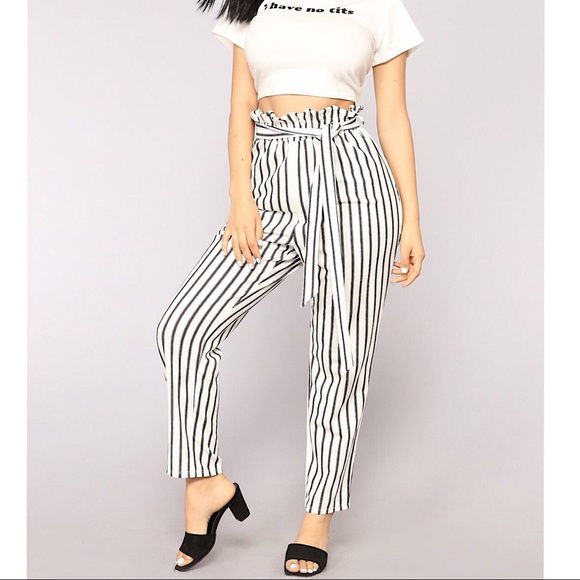 Fashion Nova Pants - NWOT Striped Paper Bag Pants